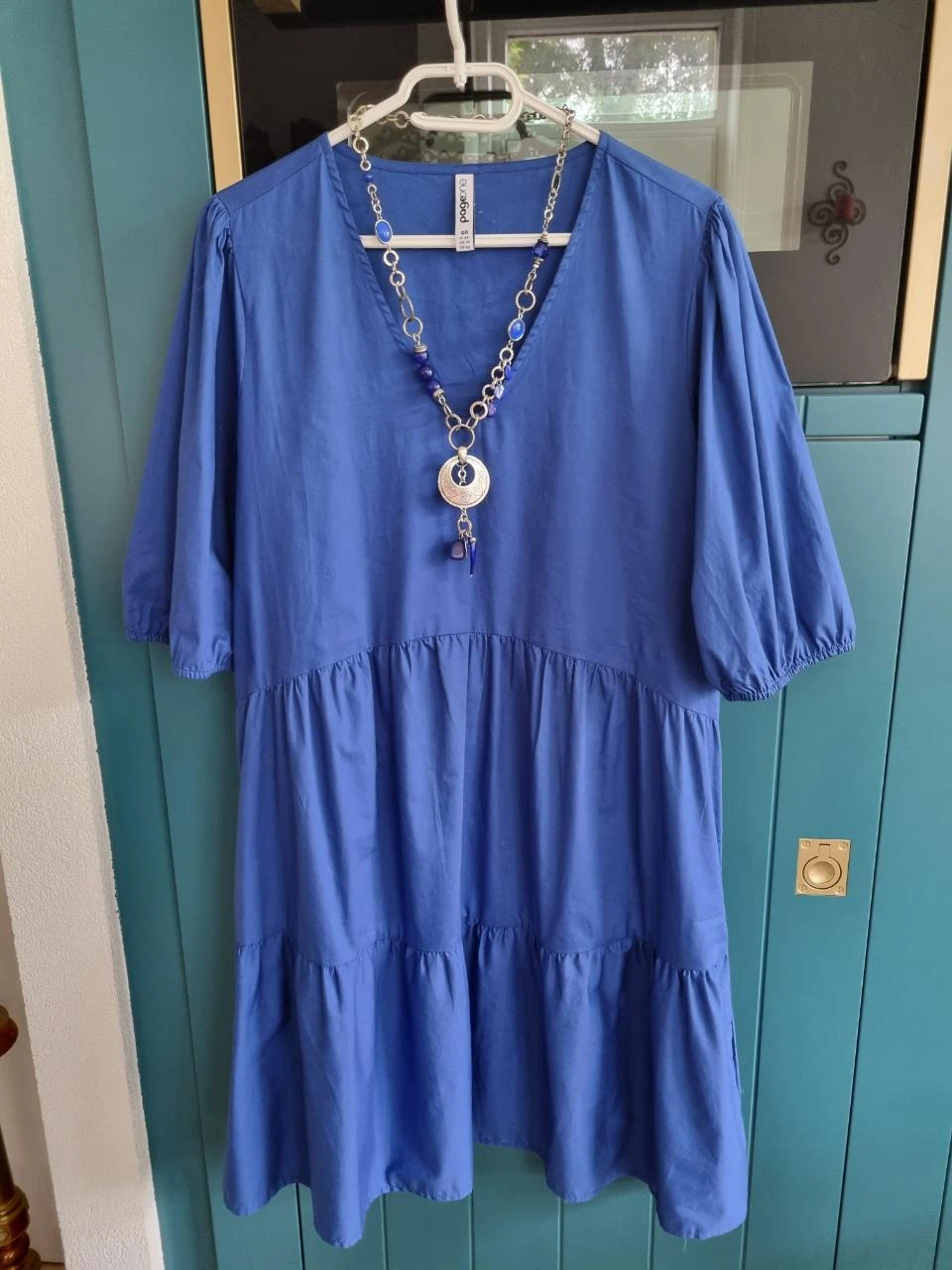 Delicioso vestido de algodón cobalto talla 40 – photo 2
